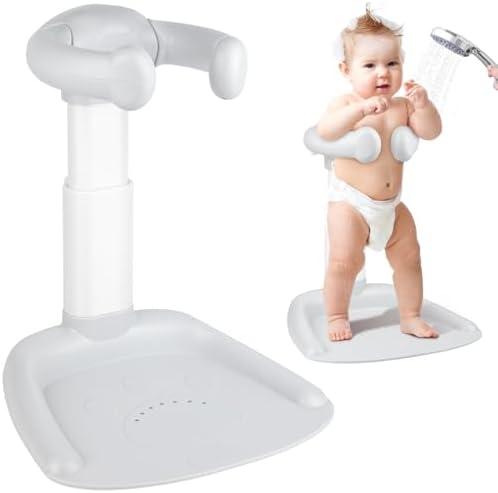 Baby Shower Stand, Adjustable Anti-Slip Baby Shower Standing Support, Ideal Gift for Infants 8-36 Months (Grey)