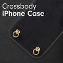 Crossbody Case for iPhone 17 with Gold and Vegan Leather Woven Detachable Chain - Black