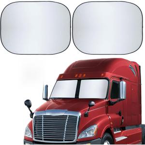 EcoNour Windshield Sun Shade for Semi Truck Size (40" L x 32" D), Front Window Reflective Sunshade for Large Vehicles, 240T Polyester Silver Coated Heat and UV Block Protection
