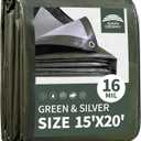 RAINDEWAY Large Tarp 15x20FT 16 Mil Tarps Heavy Duty Waterproof Cover, 15'x20'-Finished Size