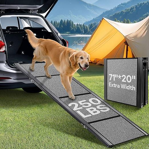 Dog Ramp for Car, 71" L × 20" W Foldable Pet Ramp for Truck
Portable Dog Car Ramp for Large Dogs, Non-Slip Rug Surface & Gentle Slope for Joint Care, Up to 280LBS, Easy to Carry & Store