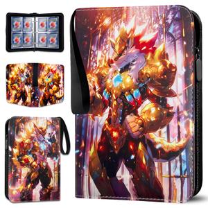 Trading Card Albums with Zipper - 4 Pocket Double Sided Collection Binder for 400 Cards, Durable Scratch-Resistant PU Cover, 3 Ring Trading Card Sleeves, Portable Organizer for MTG & Game Card (Gold) Pack of 2