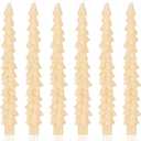 MTLEE 6 Pcs Christmas Tree Shaped Taper Candles Unscented Tree Candle Decorative Christmas Tree Candles Gift for Christmas Kwanzaa Festival Celebration Decor (10 Inch,Ivory)