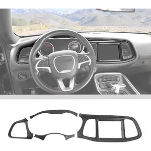Voodonala Center Consoles Dash Board Dashboard Instrument Protecter Cover Trim Garnish Panel for Dodge Challenger Interior Accessories, 2015-2024+ ABS Matt Black