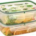 Snips / Snipslock Set of 2 Food Containers 1.40 Litres / 23.5 x 18.5 x 9 cm/BPA Free/Made in Italy Green