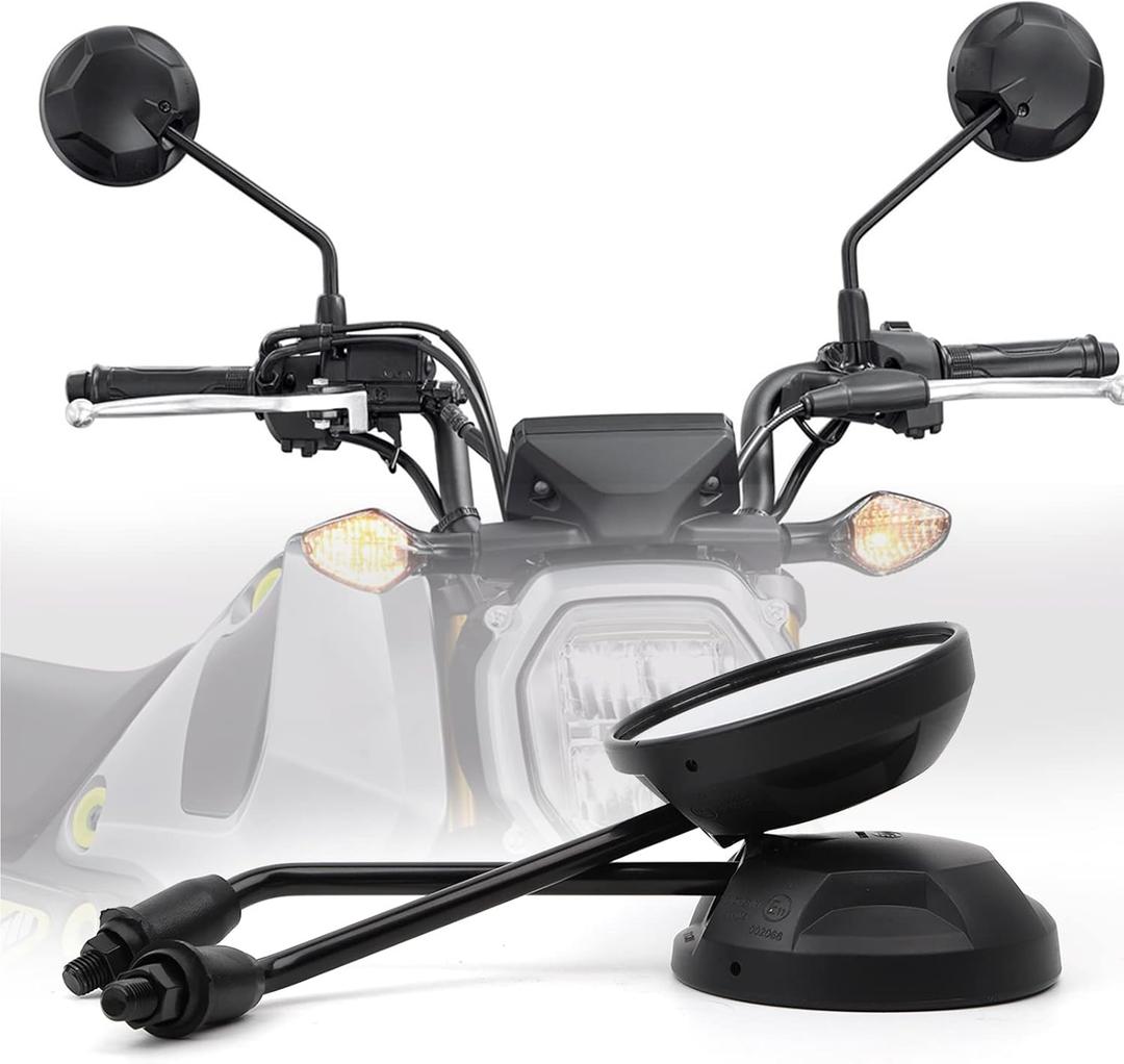 Mokuo Round Rearview Mirrors X Type with M8 M10 Bolt,Handle Bar Mount Fit for Honda Grom MSX125 2013-2022 CMX 300 500 Rebel 2017-2022 Monkey 125 Motocycle Mirrors Black