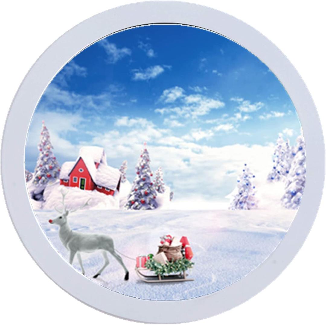 Round Photo Frame Wooden Wall Hanging Picture Frames for Home Office Wall Decor (White, 8 inch)