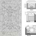 jinchan Lima Runner Rug 2x5 - Vintage Hallway Machine Washable Rug Floral Non Slip with Rubber Backing Ultra-Thin Carpet Runner for Kitchen Bedroom Laundry Room Farmhouse Entryway (2x5ft, Grey)