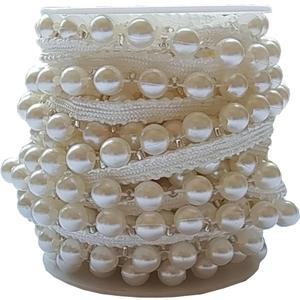 Bead Trim 5 Yards 8mm Faux White Pearl Beaded Fringe Trim for Sewing Craft DIY (8mm, 2001)