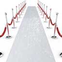 Shihanee Sequin Aisle Runner for Wedding Glitter Rug with Carpet Tape Sparkly Prom Outdoor Floor Birthday Carpet Runner for Ceremony Event Graduation Party(2 x 15 ft,Silver)