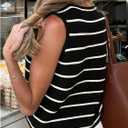 SOLY HUX Women's Sleeveless Striped Sweater Vest V Neck Tie Bow Crochet Knit Tank Tops Casual Loose Cardigan (Black, S)