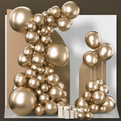 PartyWoo Chrome Gold Balloons, Gold Chrome Balloons Different Sizes Pack of 18 Inch 12 Inch 10 Inch 5 Inch for Balloon Garland or Arch as Birthday Decorations, Party Decorations, Gold-G127, Pack Of 30, Count May Vary