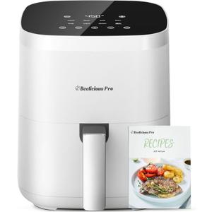 Air Fryer, Beelicious 8-in-1 Smart Compact 4QT Air Fryers,Shake Reminder,450F Digital Airfryer with Flavor-Lock Tech,Tempered Glass Display,Fit for 1-3 People, Bright White