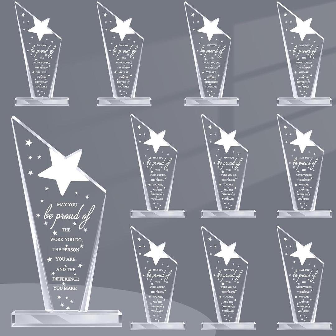 Bucherry 10 Pcs Employee Appreciation Awards for Coworker Acrylic Thank You Trophy May You Be Proud of The Work You Do Sign Prizes Retirement Goodbye Farewell Gift for Women Men(Stylish)