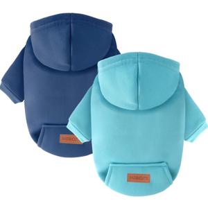 2 Pack Dog Hoodie Warm Hood Dog Sweater Cold Weather Small Dogs Sweatshirt Comfort Pet Clothes for Small Medium Dogs with Pockets Cats Chihuahua Clothes for Male Female Girl Boy Sporty Daily Wear (XS (Back: 7.5",Chest: 12.6", 1.8-3.5lbs), Navy+Blue)