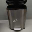 Amazon Basics SMALL Trash Can, 3.1 Gallon (12L), Smudge Resistant Rectangular Bin with Soft-Close Lid, Step Foot Pedal, Removable Inner Bucket, Brushed Stainless Steel, Satin Nickel Finish