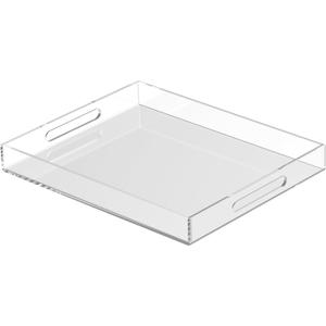 2 x Acrylic Tray 18x14 with Cut Handles - Spill Proof Decorative Tray is an Ideal Countertop Organizer for Living Rooms, Ottoman Coffee Tables, Offices, Kitchens & Serving Guests