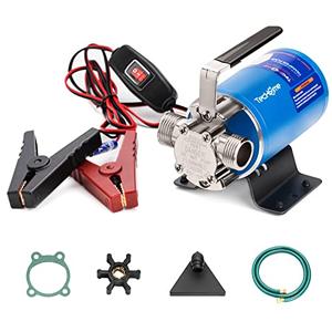 12V Portable Electric Utility Water Transfer Pump, with ON/OFF Switch and Suction Hose Kit.