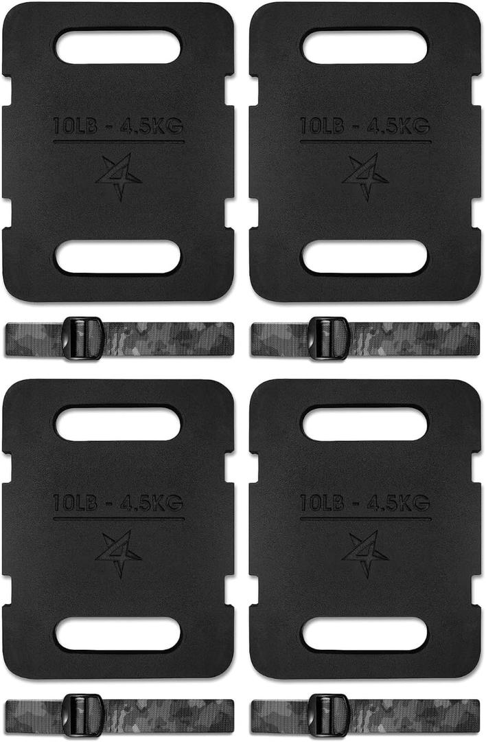 Yes4All Attachable Rucking Weight for Backpack, Cast Iron Training Weight Plate with Quick-Attach Strap Slots, Ergonomic Rounded Handle for Weighted Walking, Hiking, Rucking (40LB)