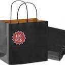 COGLARING Black Gift Bags with Handles Bulk 100 Pack, 13x7x14 Inch for Shopping, Retail, Merchandise Packaging - Eco-Friendly Durable Paper Bags