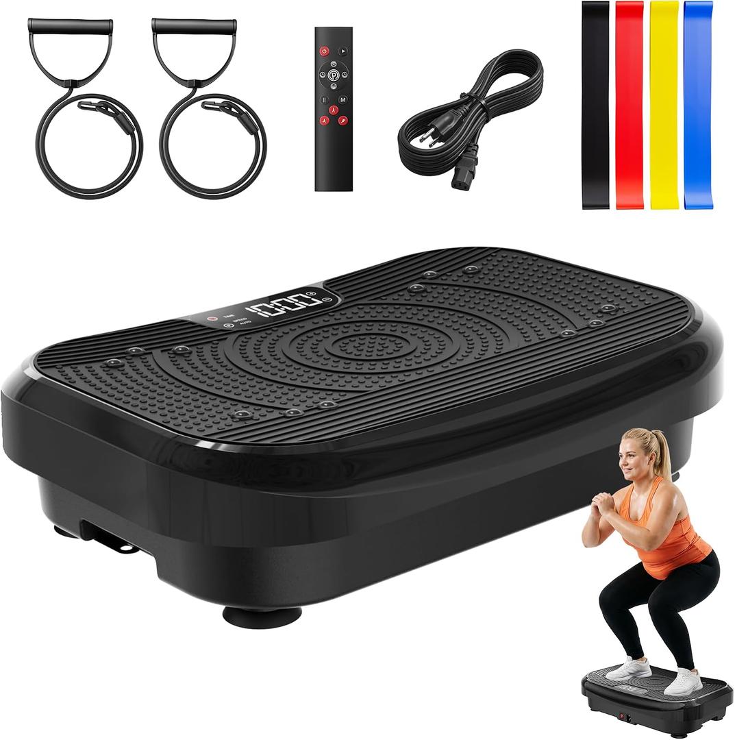 Vibration Plate Exercise Machine for Lymphatic Drainage Massager, 450LBS Capacity Full Body Shaker Workout Equipment, 199 Levels Vibration Fitness Machine with Resistance Bands for Home Gym Women Men