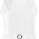 V VOCNI Suit Vest for Women Waistcoat Vintage Steampunk Dressy Casual Racerback Vest Jacket (White, XL)