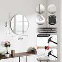 SCWF-GZ 20" Round Mirror Circle Wall Mounted Hanging or Against Wall Metal Frame Dressing Make-up Mirrors for Entryway Bedroom Bathroom Living Room 20 inch Silver