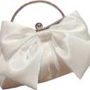 Verdusa Women's Bowknot Evening Bag Ruched Clutch Purse Party Handbag with Chain Strap (White)