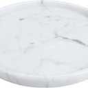 Decorative Round Marble Tray,8 Inches Diameter, Natural White Stone Vanity Organizer