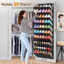 UVIAHOMI 20-30 Pairs Over the Door Shoe Organizer, Clear Pockets Hanging Shoe Storage for Closet, 10-Tier Door Shoes Rack, Handing Shoes Holder Fit All the Family's Sneakers, Boots, Heels, Black
