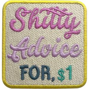 Shitty Advice for 1$ Patch, Size 3" Sew On Patches, Preppy Pink Embroidery Fabric Patches for Clothes Jeans Backpacks Hats, Embroidery Iron On Patches for Clothes, Girly Gifts for Girls Boys