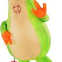 Morph Frog Costume For Kids, Inflatable Green Frog Outfit, Blow Up Kermit Costume For Children, Fun Dress Up (One Size)