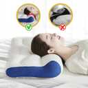 Cervical Neck Pillow, 2025 Upgraded Cervical Neck Pillow, Sleep Enhancing Cervicals Support Comfort Goose Down Pillow, 60 * 40cm Ergonomic Sleep Enhancing Cervicals Support Pillow (Blue)