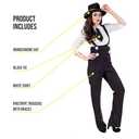 fun shack 20s Mobster Costume for Women, 1920s Gangster Outfit, Halloween Gangster Costume for Women, Vintage Style (Medium, Black)
