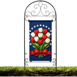 Garden Flag Holder Stand Yard Flag Holder Metal Flag Stand Outdoor Flag Pole Holder for Outside House Seasonal Garden Flag Stake for Lawn Holiday Decor