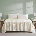 Linen Closet 100% Organic Cotton Queen Sheet 4 piece Set-Soft Percale Weave, Deep Pocket Fits up to 18, Cool Soft & Durable Breathable Bed Sheets, Deep Pockets Fit Mattresses up to 18"- Fresh Ivory