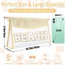 2 Pcs Boho Straw Clear Makeup Letter Bag BEACH Pouch, Sunscreen Bags for Beach Travel Small Cute Chenille Letter SPF Bag Pouch,Waterproof Beach Toiletry Sun Bag Best Beach Accessories for Women(BEACH)