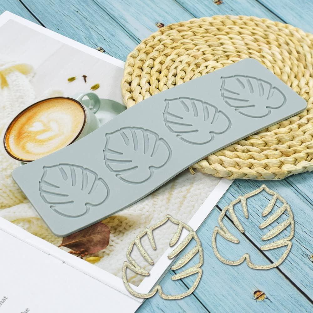 2 x Fondant Silicone Moulds Tropical Leaves Silicone Imprint Mat Gum Paste Press Mold for Cake Chocolate Cupcake Decorating Cake Toppers Candy Cookies Resin Sugarcraft (A_9.44x3.08x0.12inch)