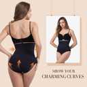 MUEE Women's Shapewear Tummy Control High Waisted Control Panties Butt Lifting Thong Shapewear Shorts (Beige, L)