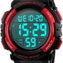 Kids Watch,Boys Watch for 3-15 Year Old Boys, Digital Sport Outdoor Multifunctional Chronograph LED 50 M Waterproof Alarm Calendar Analog Watch for Children with Silicone Band, Kids Gift (02-Red)