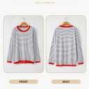 Eytino Plus Size Sweaters for Women Casual Striped Color Block Long Sleeve Round Neck Pullover Jumpers Tops(1X-5X) (Gray)