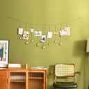 Mkono Hanging Photo Display Boho Decor Wooden Stars Garland with Metal Chains, Pictures Cards Holder with 25 Wood Clips, Wall Art for Christmas Living Room Bedroom Dorm Decor, Teen Girls Gift, Gold