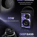 Raymate Bluetooth Speakers Wireless, 80W Speakers with Subwoofer-V5.3, HiFi Stereo Sound, Rhythmic Lighting System, 15H Playtime, 8000mAh Power Bank for Phone, Portable for Outdoor