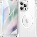 FNTCASE for iPhone 13 Pro Case: Clear Magnetic Phone Cases with Screen Protector Compatible with Magsafe Slim Anti Yellowing Rugged Shockproof Protective Transparent Cell Phone Cover (A-Clear)