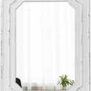 Rustic White Mirror 18 X 24 Inch, Wall Hanging Distressed Finish Wooden Frame Vintage Mirrors for Wall Decor, Farmhouse Wall Mirrors for Vanity Bedroom Entryway, Horizontal or Vertical