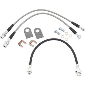Braided Stainless Steel DOT Brake Lines & Rear Brake Hoses Kit, 3/8-24 IFF
Built-in 7/16" mounting hole, no bracket required, 16" Brake Hose, Stainless steel braided Teflon® brake lines, Universal