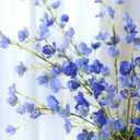 mizii 4Pcs Blue Pear Blossom Artificial Flower 37" Fake Silk Flowers with Stem Faux Flowers Bouquet for Vase Table Centerpieces Arrangements Home Decor Wedding Decorations (Blue)