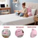 Pink Cat Backrest Reading Pillow Cute Kawaii Bed Rest Pillow with Arms, Plush Supportive Lounge Pillow for Reading, Gaming & Relaxing Soft Comfort for Kids, Teens & Adults (Pink), Large