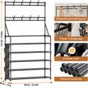 OYREL Shoe Rack, 5 Tier Shoes Storage Organizer, with Functional Hooks and Side Pocket, 20-25 Pairs, for Closet/Entrance/Entryway, Sneaker and Boot Stackable Free Standing Shoe Rack