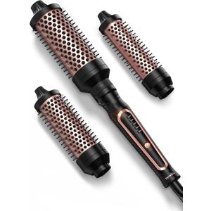 Terviiix PRO Thermal Brush Set for Voluminous Style, Non-blowing Heated Round Brush with Adjustable Temp, 3-in-1 Curling Brush with Detachable Head(1.25'',1.5'',1.77''), 20S Fast Heating with Dual MCH